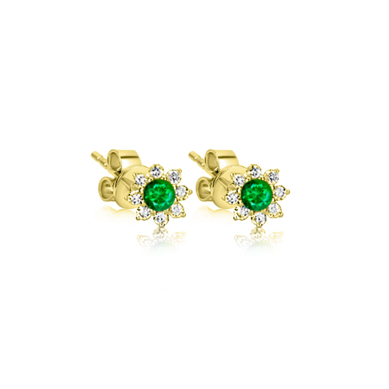 Sisterly Style Emerald Yellow Gold Flower Stud | Online Exclusive