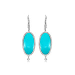 White Gold And Turquoise Earrings