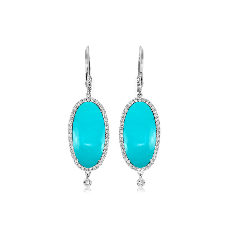 White Gold And Turquoise Earrings
