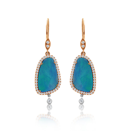 opal diamond halo earrings