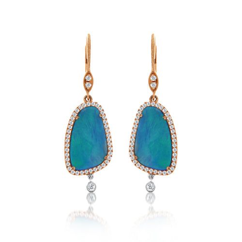 opal diamond halo earrings