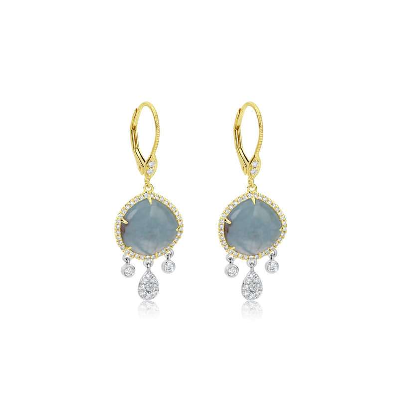 Aqua and Diamond Dangle Earrings