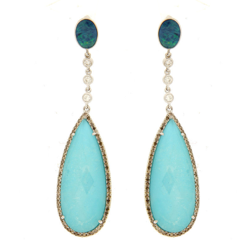 Turquoise and Opal Earring 