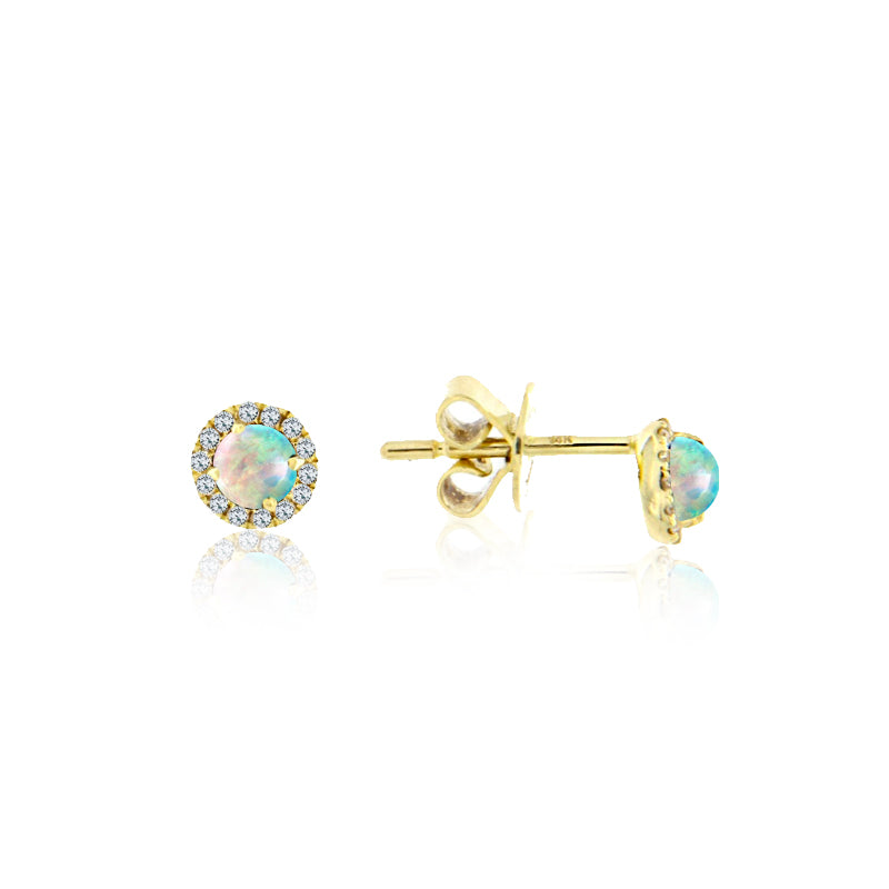 White Opal Halo Earrings