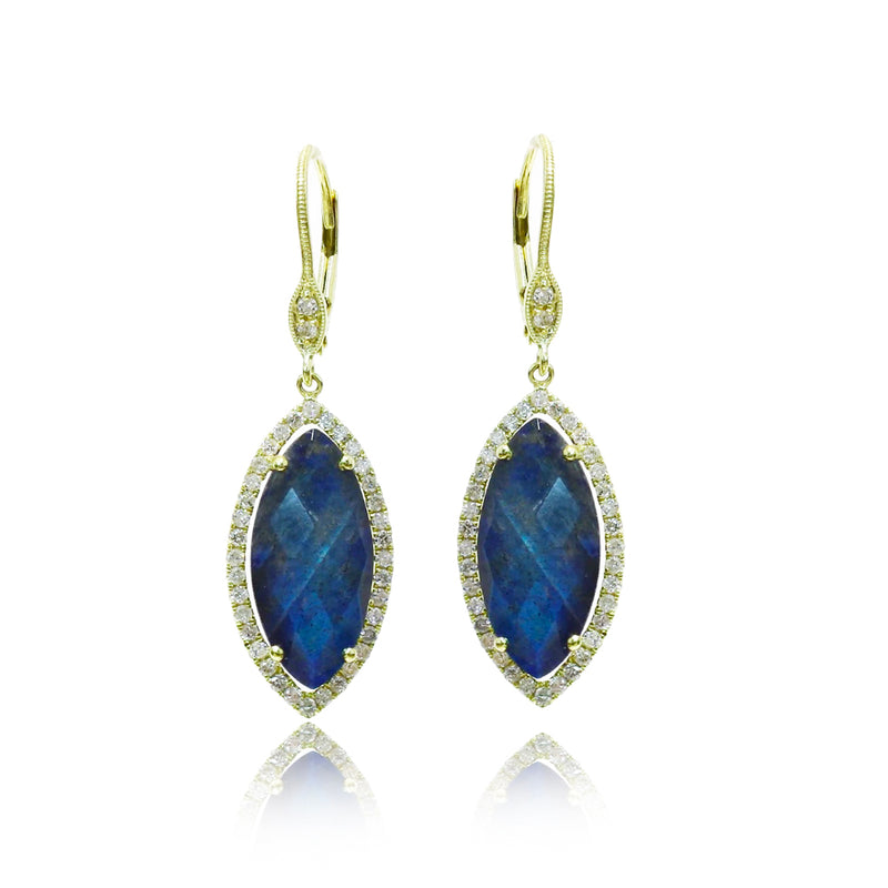Blue Labradorite Diamond Earrings