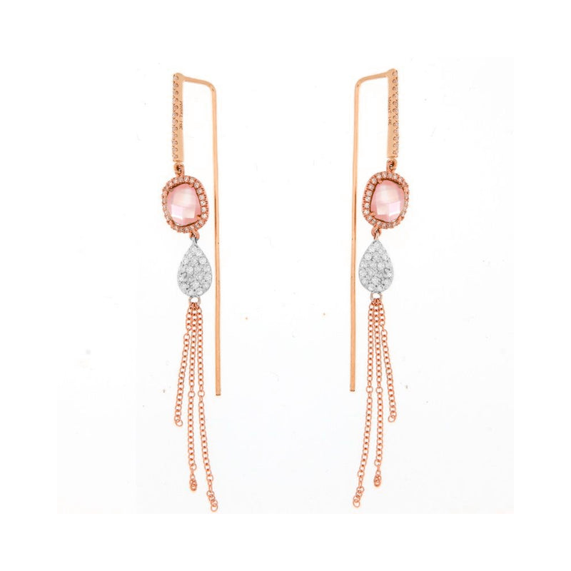 Rose Gold and Pink Quartz Earrings