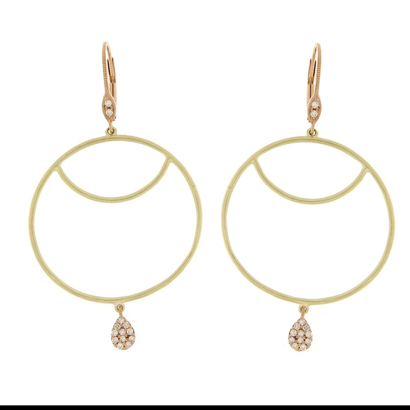 Open Circle Earrings with Diamond Charm