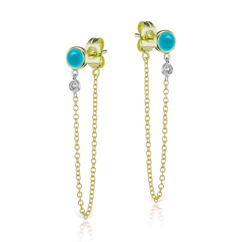 11.07 carat Turquoise Tear Drop Earrings on 14K White Gold | Marctarian