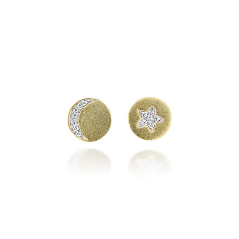 Yellow gold celestial diamond studs