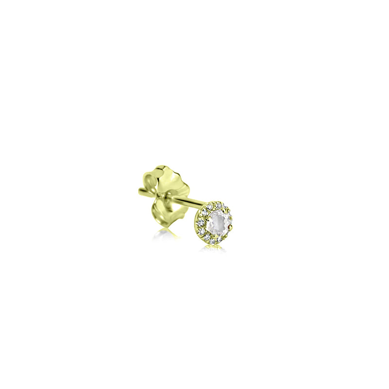 Full Pair Yellow Gold White Topaz Stud