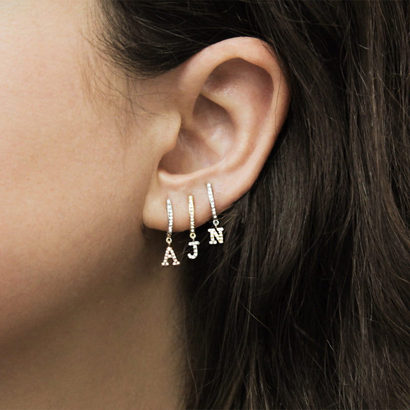 Initial Huggie Earrings