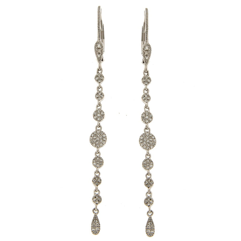 Dangle Diamond Pave Disk Earrings 14kt White Gold