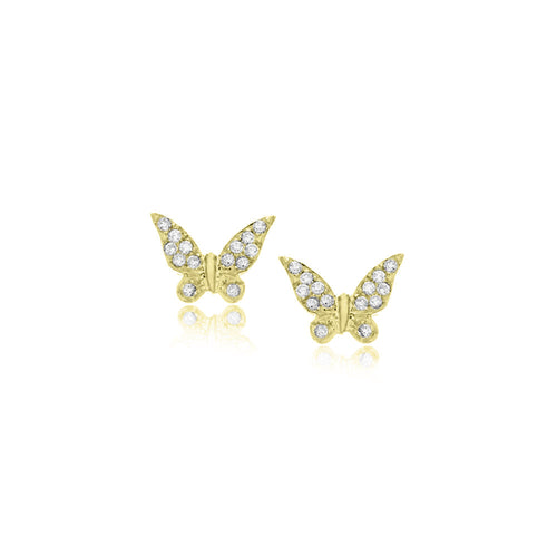 yellow gold diamond encrusted butterfly studs