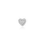 White Gold Diamond Heart Studs (single)