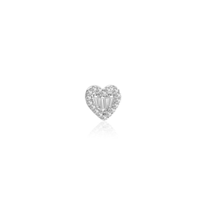 White Gold Diamond Heart Studs (single)