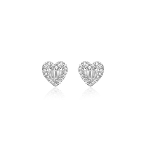 White Gold Diamond Heart Studs (set)