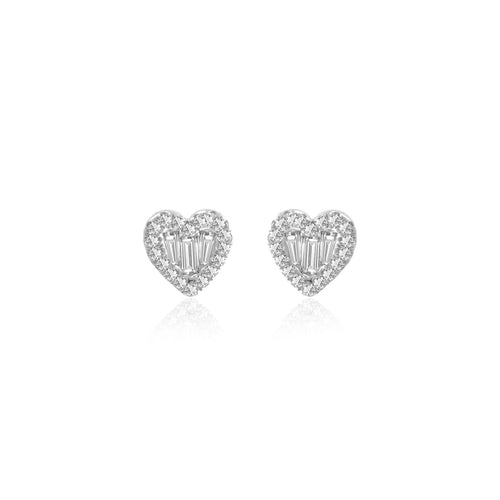 White Gold Diamond Heart Studs (set)