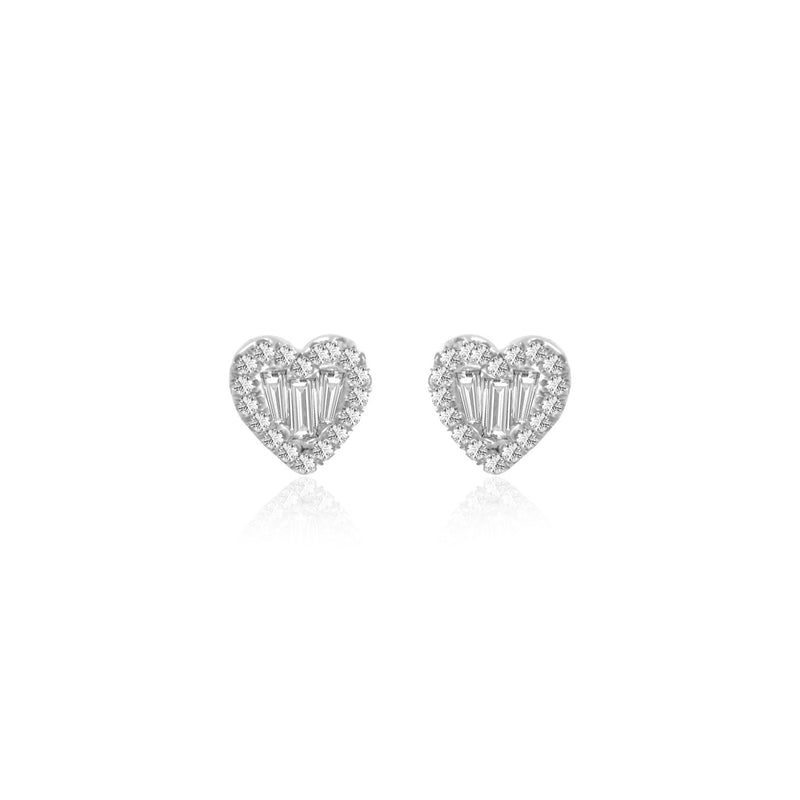 White Gold Diamond Heart Studs (set)