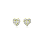 yellow gold and diamond heart studs set