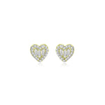 yellow gold and diamond heart studs set