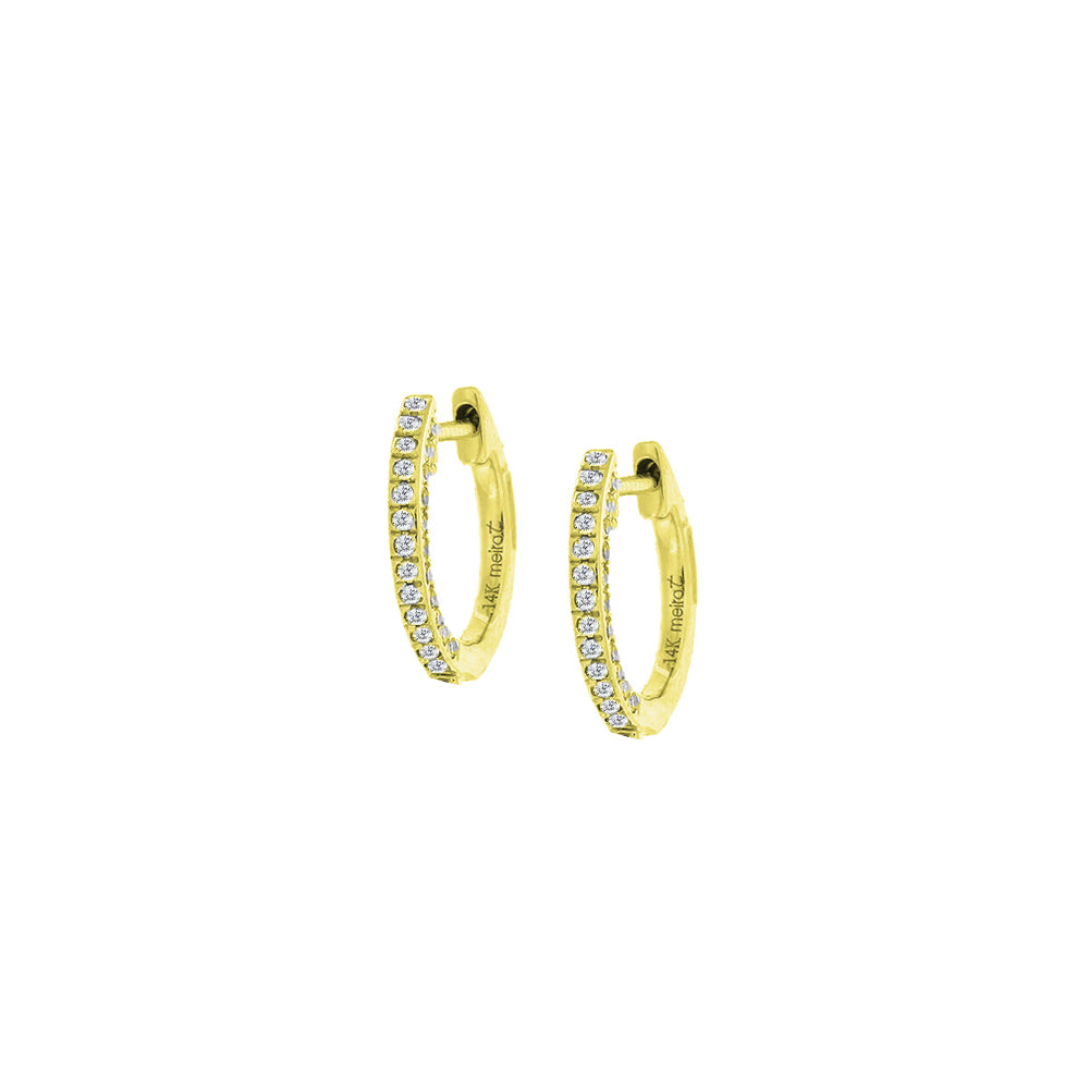 yellow gold and diamond huggie