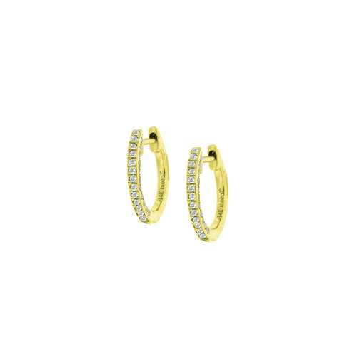 yellow gold and diamond huggie