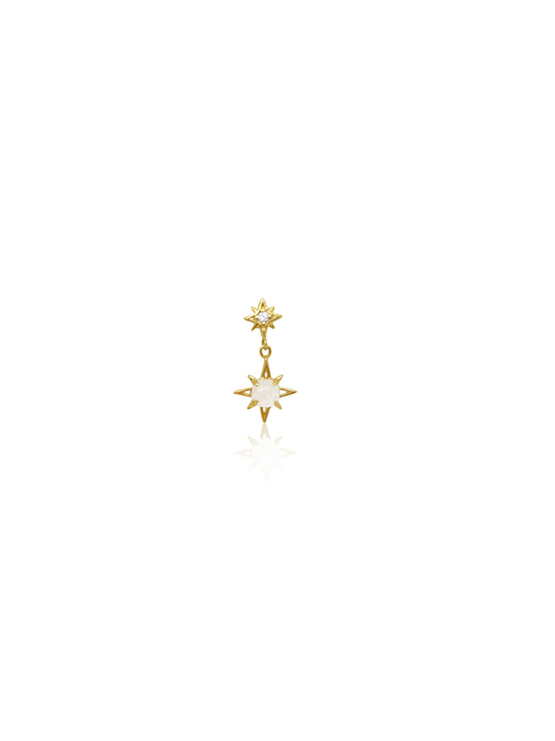 Yellow Gold Moonstone Half Pair Earring