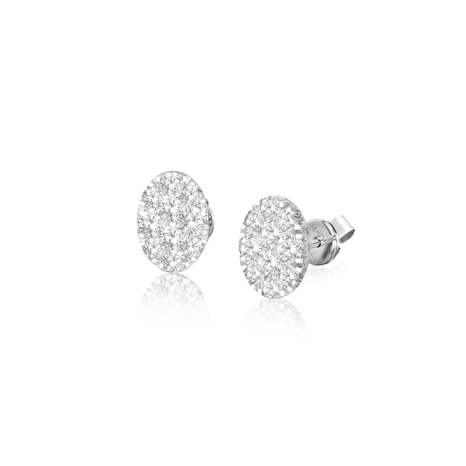 white gold oval diamond studs