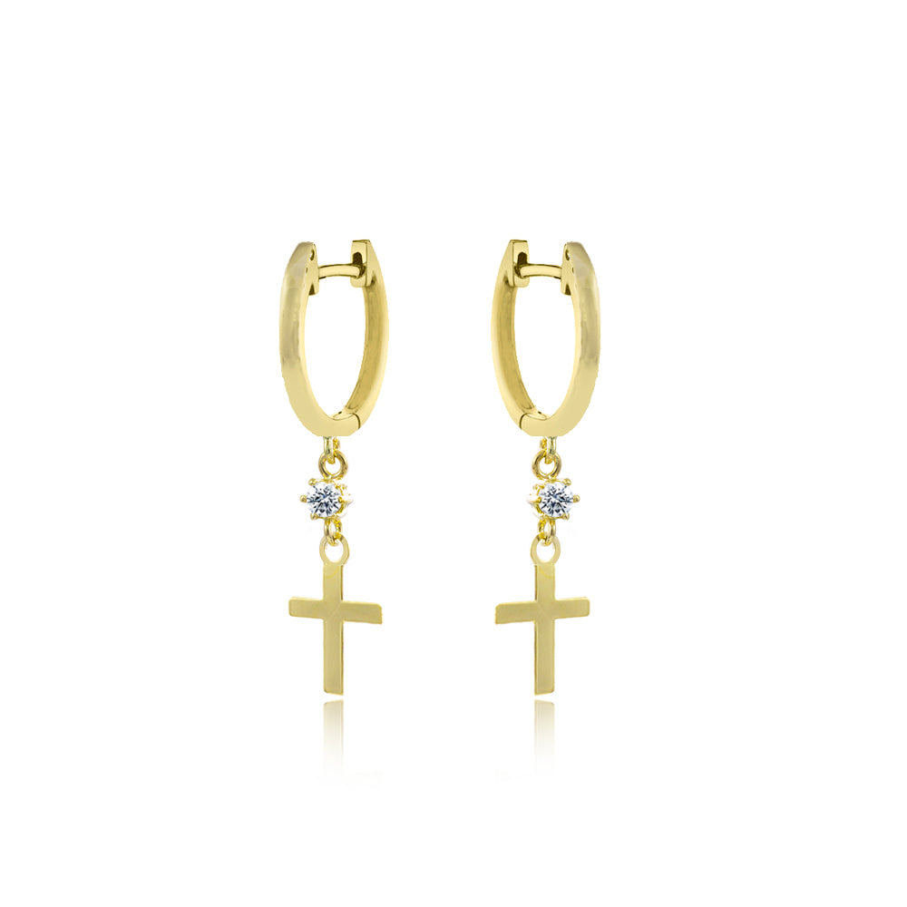 Diamond Cross Charm Earrings