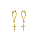 Diamond Cross Charm Earrings