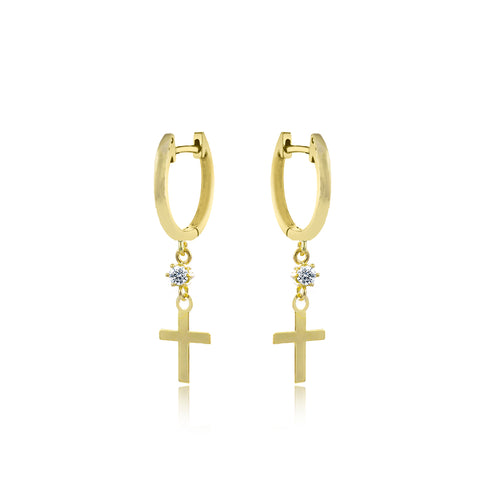 Diamond Cross Charm Earrings