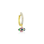 Rainbow Evil Eye Huggie (single) HALF PAIR