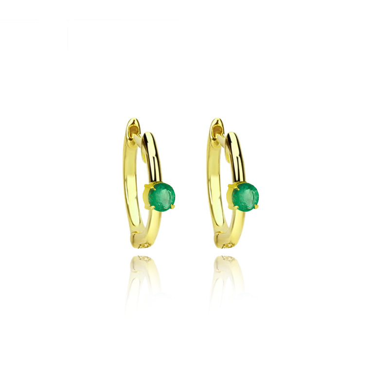 Emerald Huggies Yellow Gold