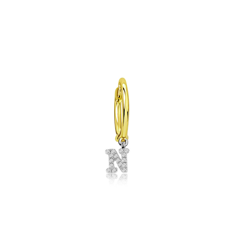 Yellow Gold High Polished Huggie Initial Earring