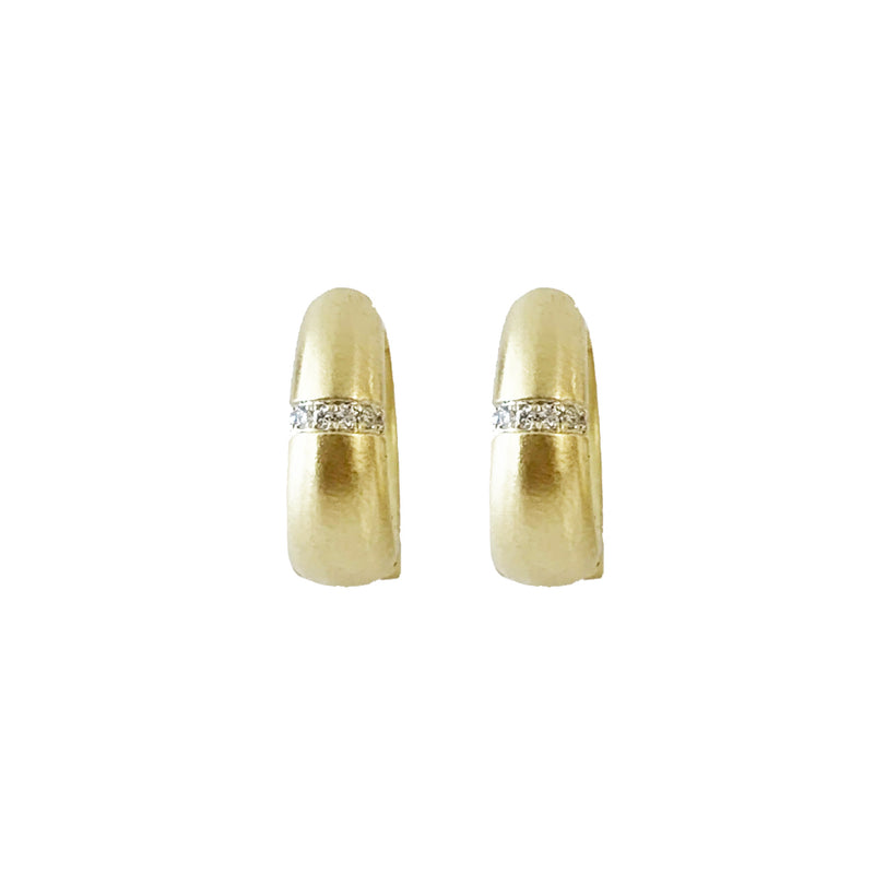 Brushed Gold Diamond Stripe Hoops