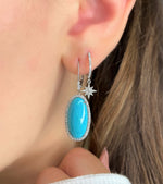 White Gold And Turquoise Earrings