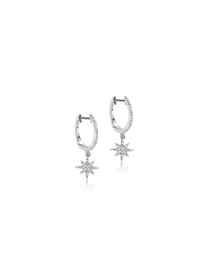 White Gold Starbust Earrings