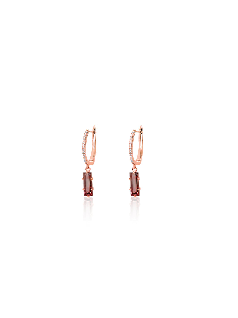 Rose Gold Watermelon Tourmaline Huggies