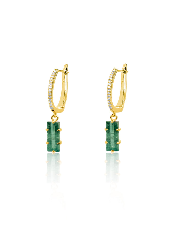 Tourmaline Yellow Gold and Diamonds Hanging Earring