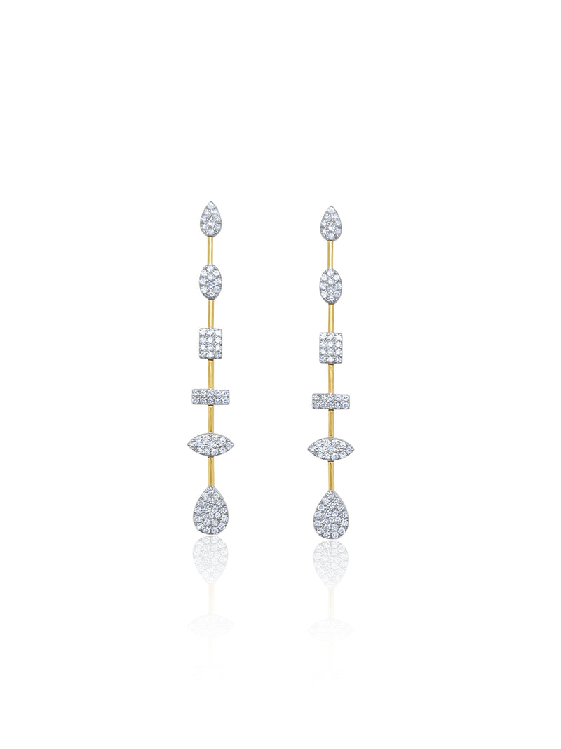 14 Kt Yellow Gold And .61 Ct Diamond Geometric Earrings