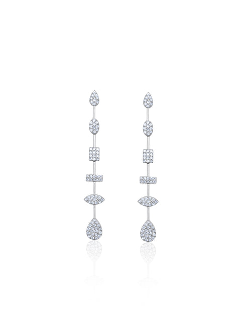 14 Kt Yellow Gold And .61 Ct Diamond Geometric Earrings