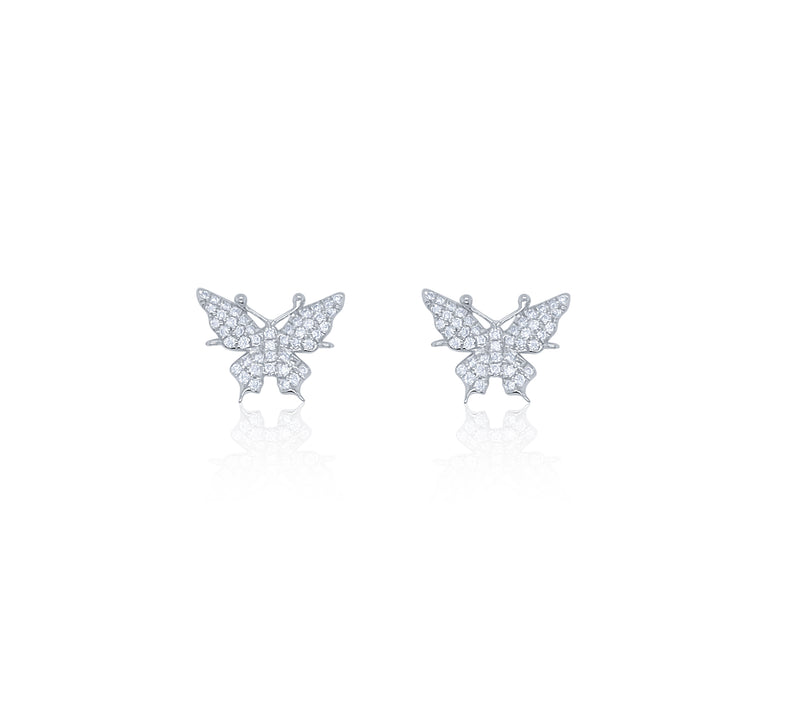 White Gold And Diamond Butterfly Studs