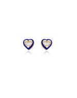 Dark Blue Enamel and Diamond Heart Studs- ONLINE EXCLUSIVE