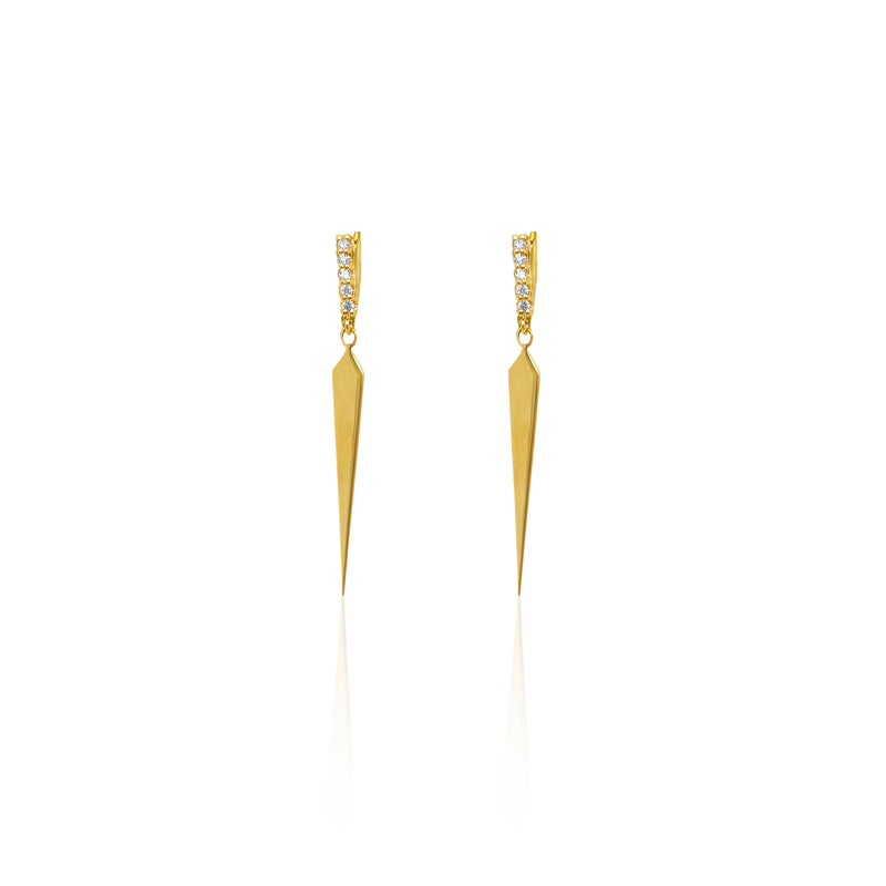 Yellow Gold Diamond Dagger Earrings