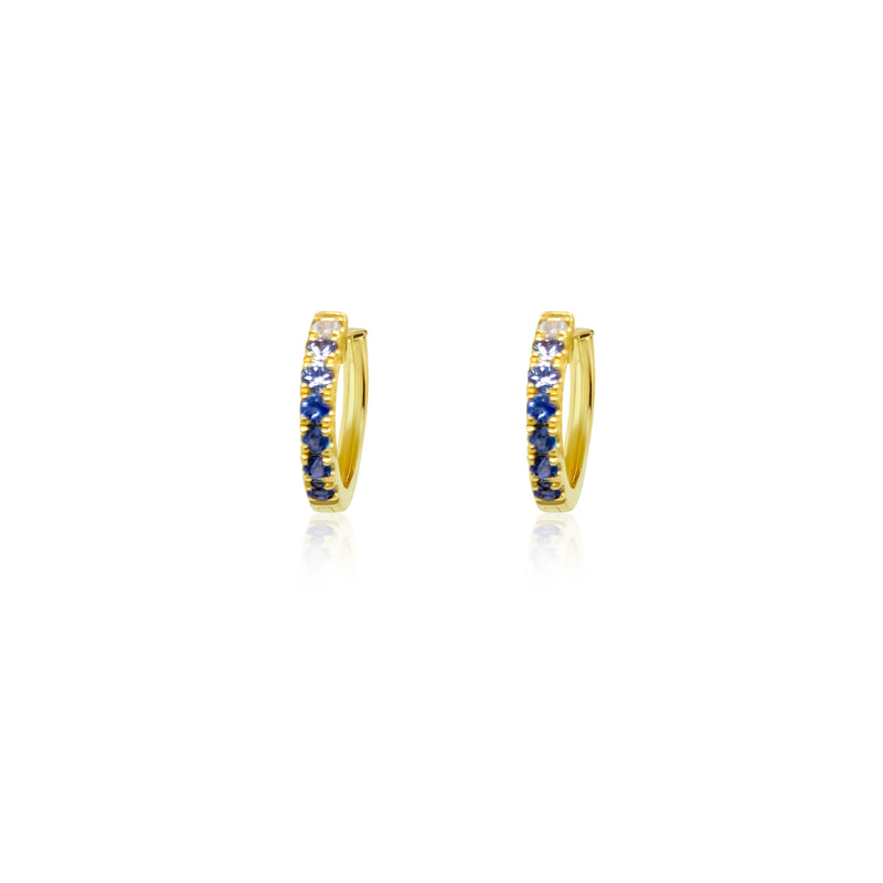 Yellow Gold Ombre Blue Sapphire Huggie Earrings *ONLINE EXCLUSIVE*