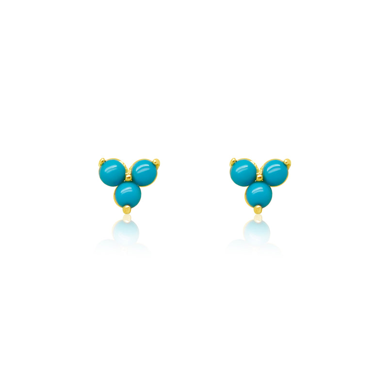 Blue Turquoise Yellow Gold Stud Earrings *ONLINE EXCLUSIVE*