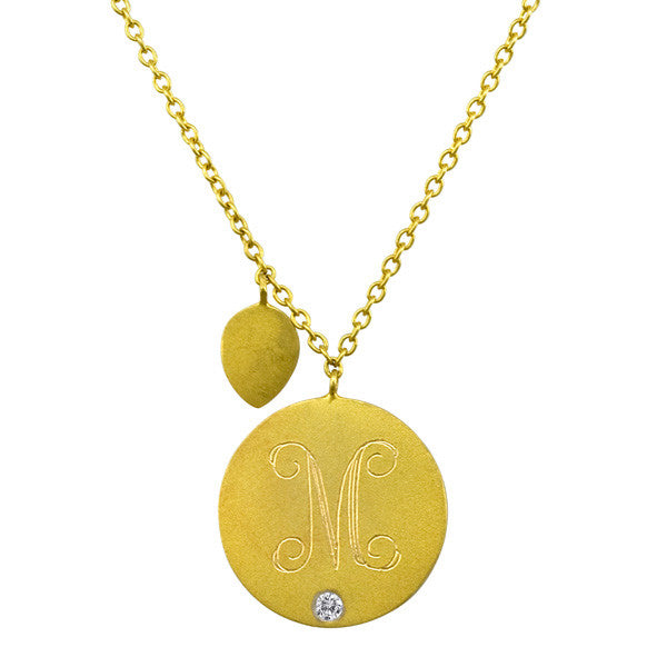 engraved gold disc charms