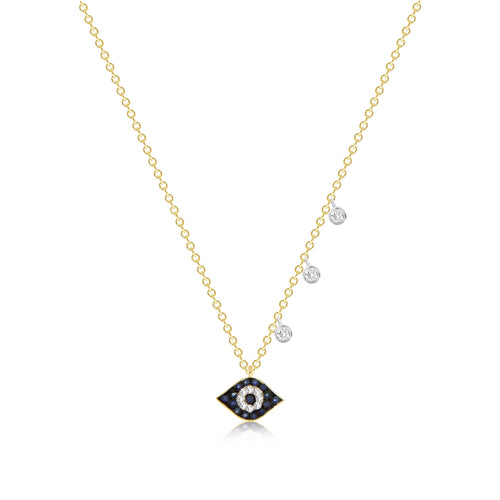Sapphire, Evil Eye, Necklace, Diamond, Bezel Accents