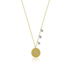 yellow gold signature off center disk necklace