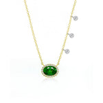 Meira T Green Chrome and Diamond Bezel Necklace